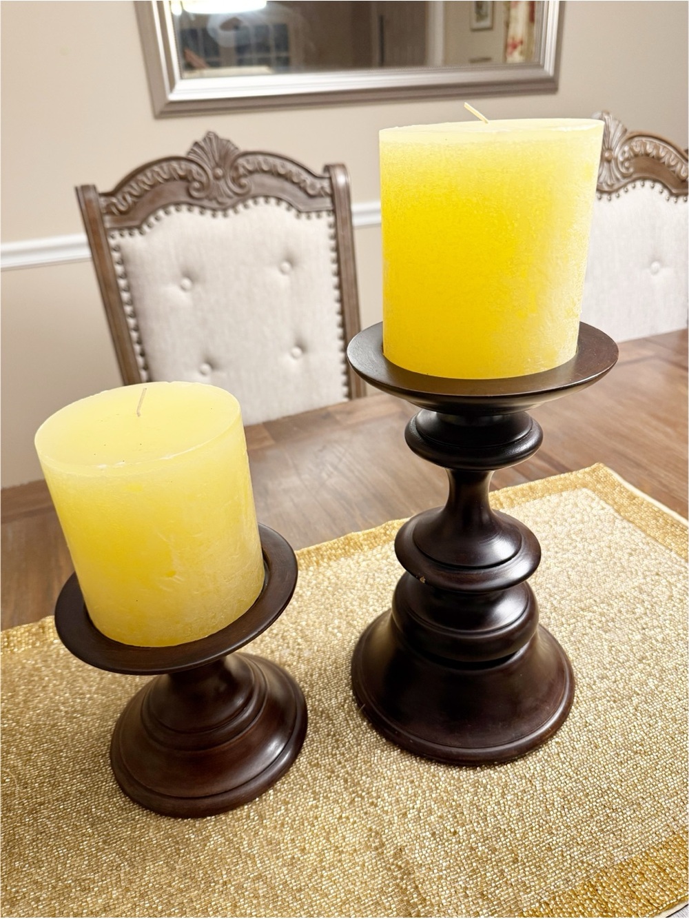 🕯️ Pottery Barn Turned Wood Pillar Candle Holders – Set of 2
